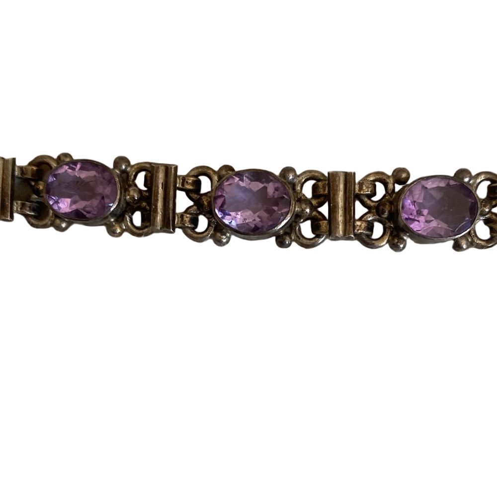 Purple Stone Link Bracelet - Unbranded